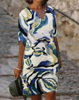 Cavessa - Lichte zomerjurk voor vrouwen met abstracte print