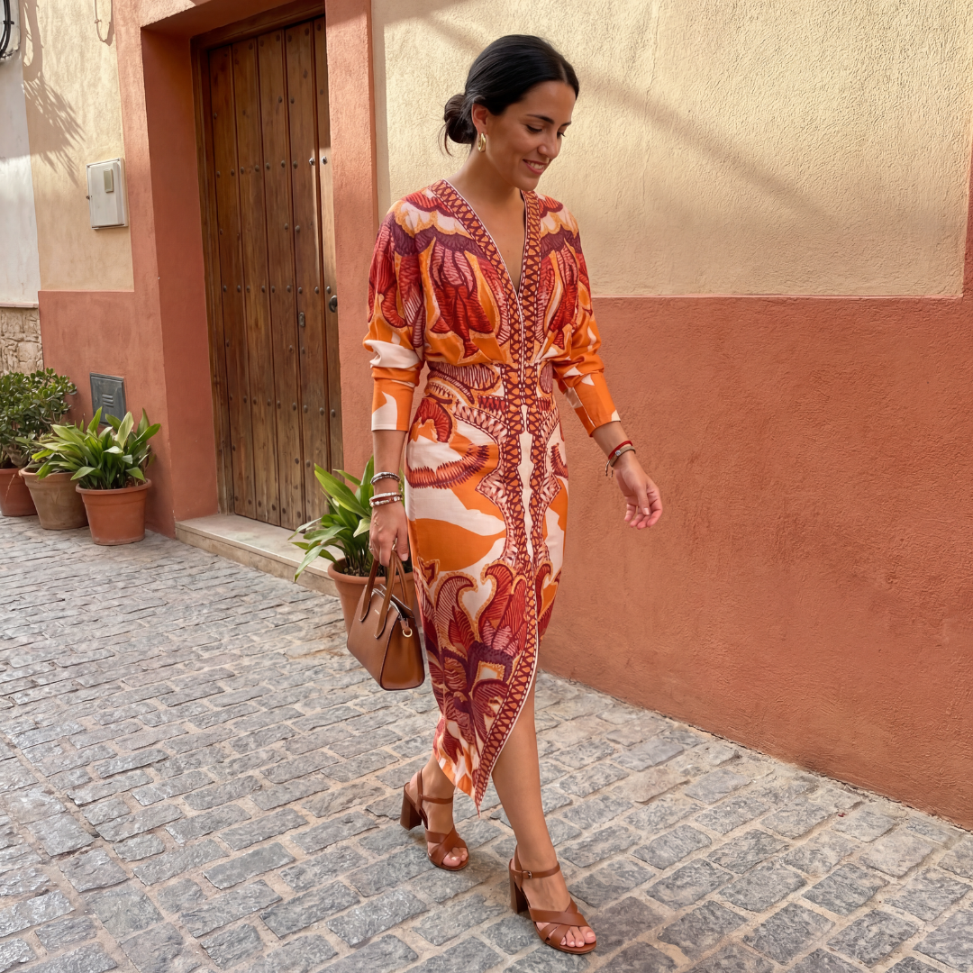 Isadora - Maxi Jurk Dames Vloeiend Met V-Hals Kruisende Snit Aansluitende Elegante Taille