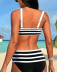 Laluna® Gestreepte bikini met hoge taille – flatterende taille, tijdloze streepjeslook