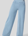 Ruvessa - Dames jeans met hoge taille brede pijpen zeer rekbaar moderne snit