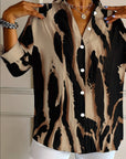 Telyra - Blouse Met Hoge Kraag Irregulier Print