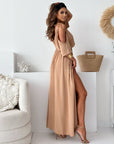 Havessira - Elegante Maxi Jurk met Off-Shoulder en V-Hals