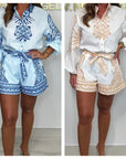 Mylene - Geprinte playsuit met strikceintuur