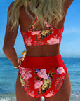 Bikini met contrasterend bloemenpatroon – verdeeld ontwerp