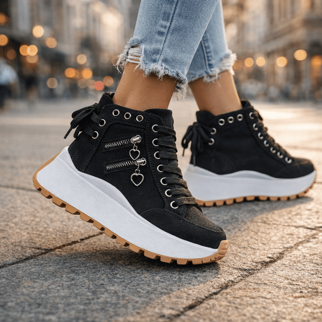Jasmyra - Platform sneakers voor dames in blauwe denim chunky moderne stijl