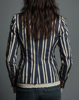 Avenorix - Gestreepte boheemse damesblazer met vintage bloemenprint