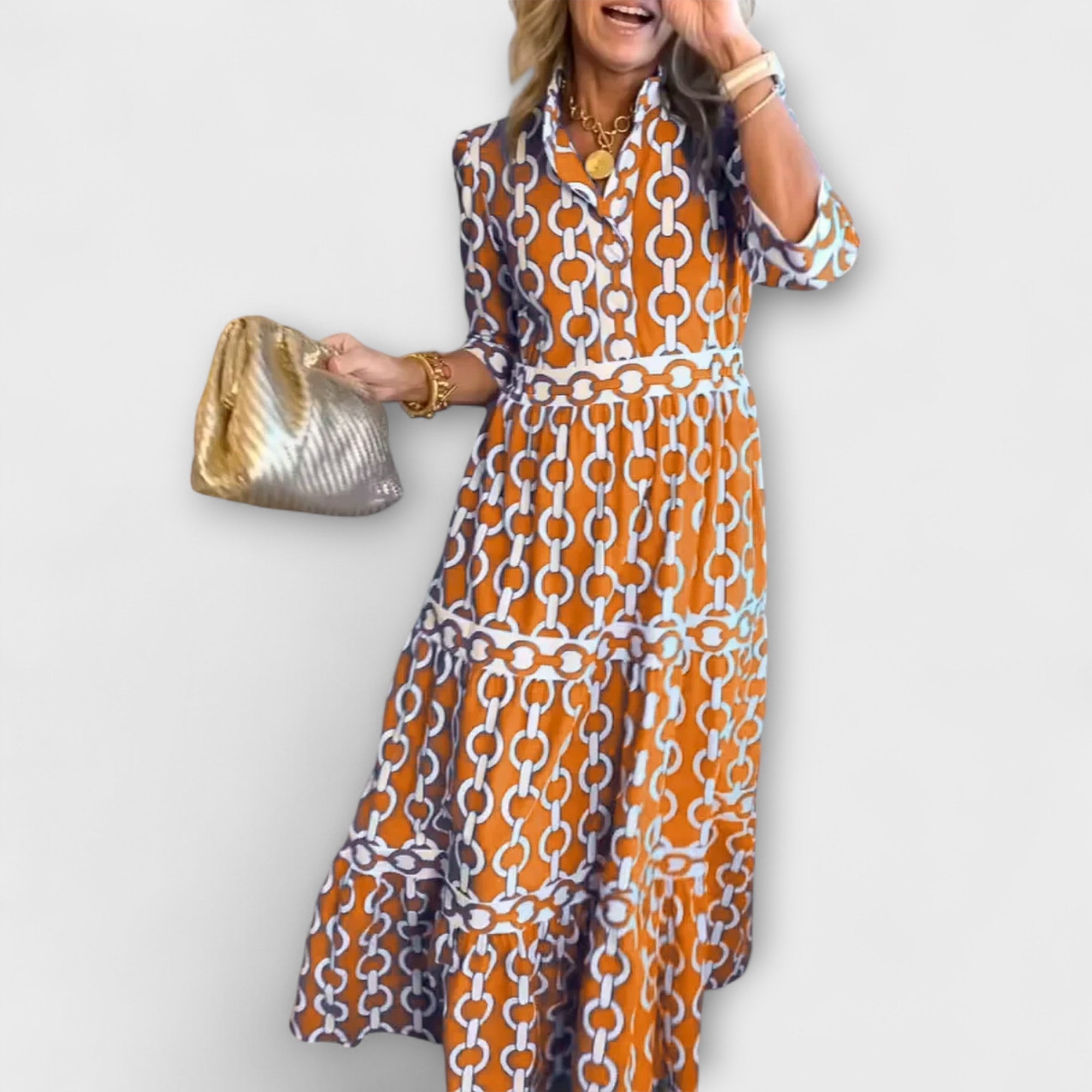 Corinna - midi-jurk met kettingmotief
