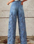 Lisandra - Halfhoge jeans met kant en patchwork voor een casual en trendy stijl