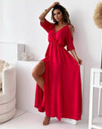 Havessira - Elegante Maxi Jurk met Off-Shoulder en V-Hals