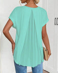 Estella - T-shirt met korte mouwen effen kleur patchwork