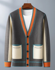 Norbert - Gebreide V-hals Vest met Contrasterende Details