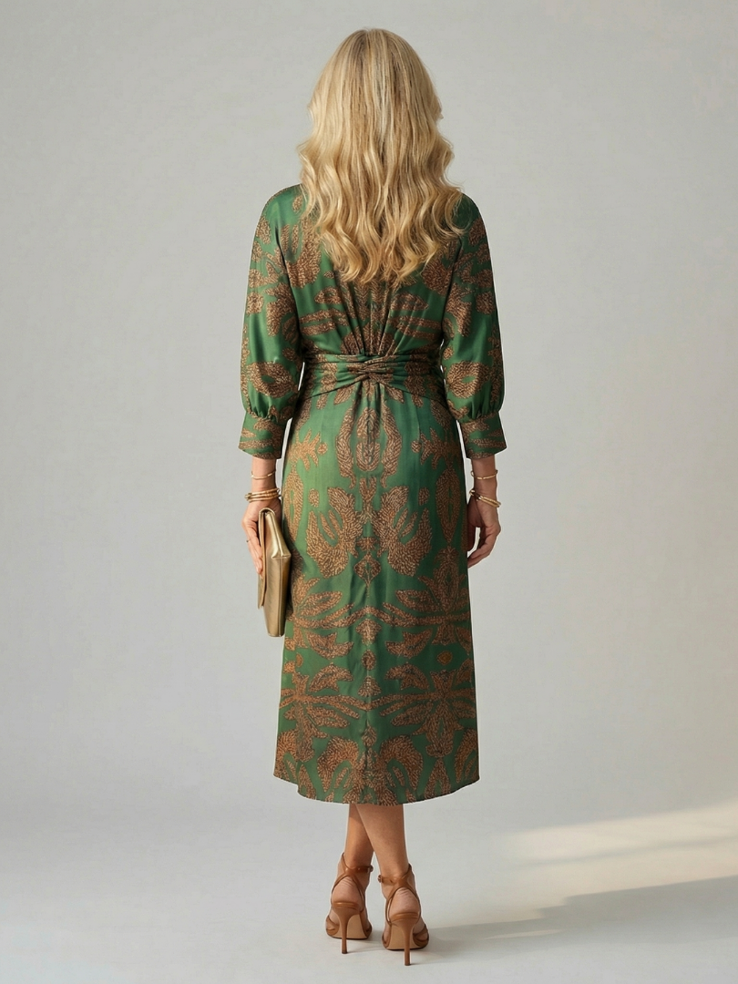 Falune - Midi jurk voor dames met een elegante strakke taille en print