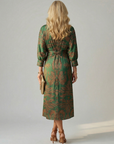 Falune - Midi jurk voor dames met een elegante strakke taille en print