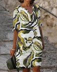 Cavessa - Lichte zomerjurk voor vrouwen met abstracte print
