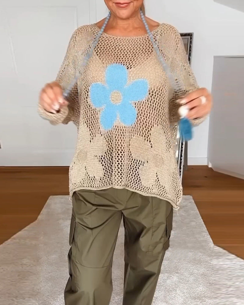 Sasha - Gebreide trui met bloemenmotief