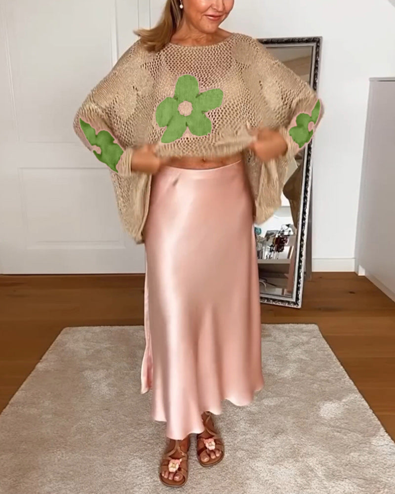 Sasha - Gebreide trui met bloemenmotief