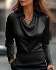 Laureline - Glimmende Blouse met Geplooide Kraag - Chic & Tijdloos