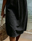 Fynorae - Dames jurk van denim met volantmouwen vloeiende snit zomer strand