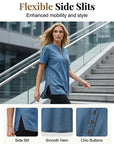 Kynessa - Lichte denim tuniek voor dames met korte mouwen en V-hals