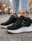 Jasmyra - Platform sneakers voor dames in blauwe denim chunky moderne stijl