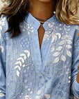 Pelyxa - Damesblouse met bloemenprint van katoen elegante regular fit voor de zomer