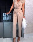 Odalina - Jumpsuit met korte mouwen en V-hals