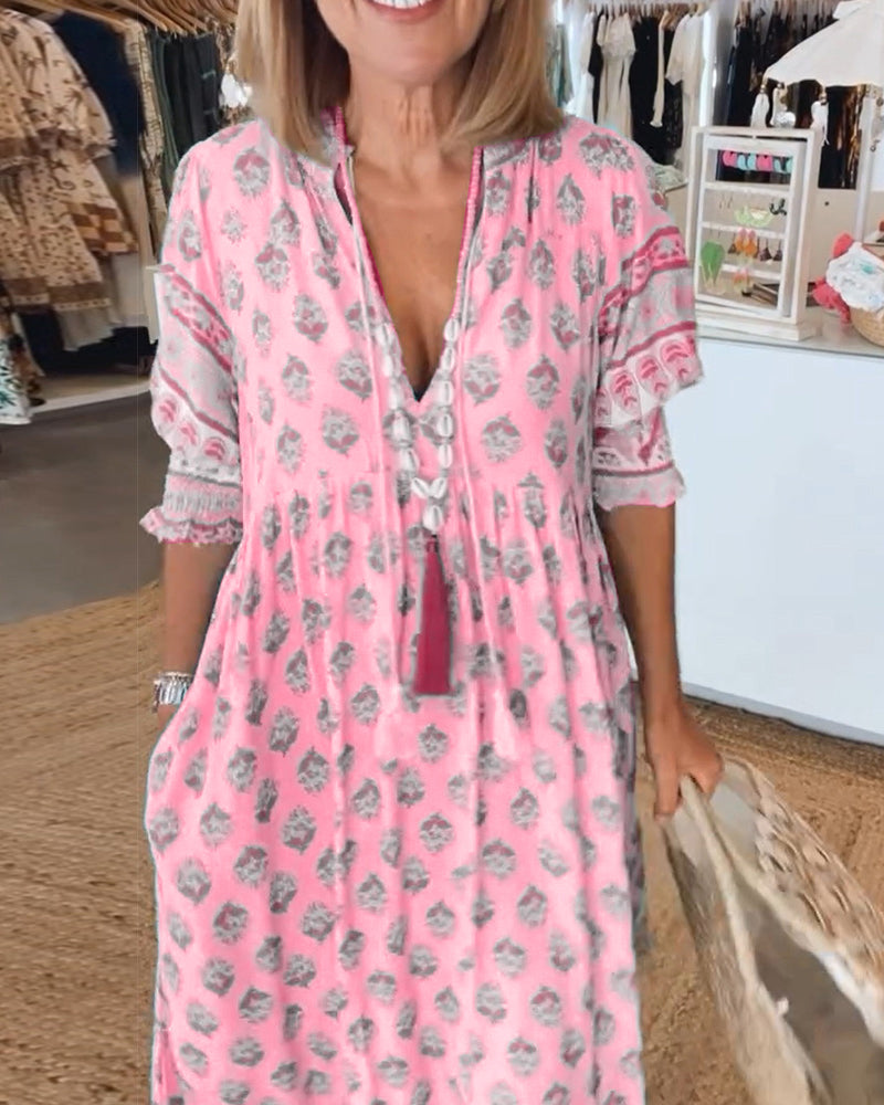 Flavie - Bedrukte losvallende casual jurk