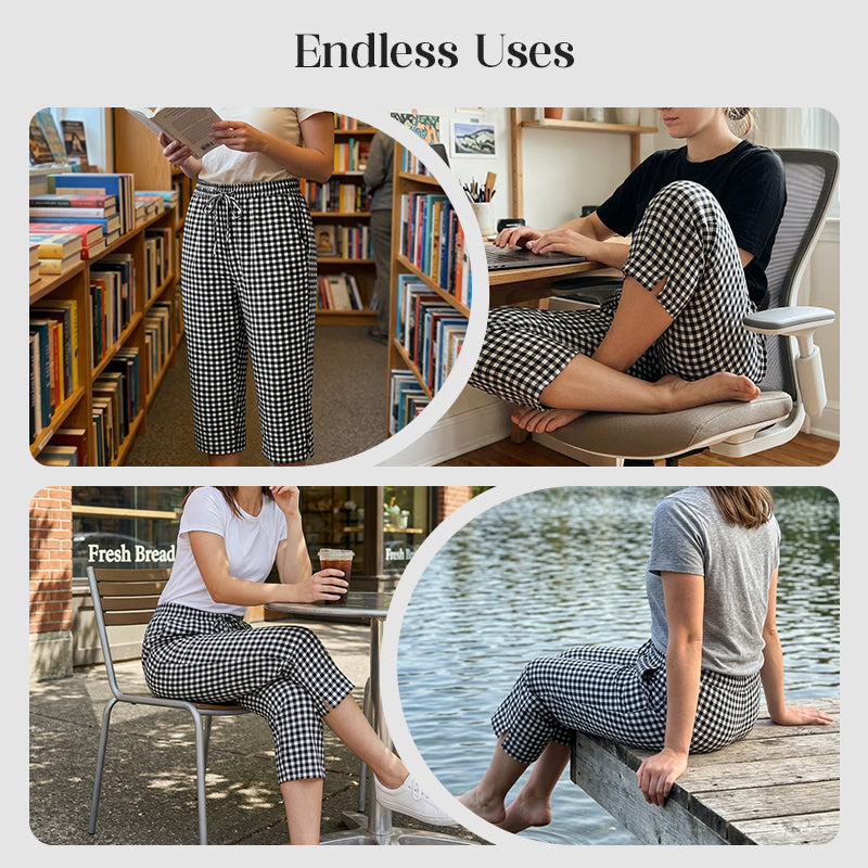 Novirae - Dames capri broek met vichy ruitjes, casual pasvorm