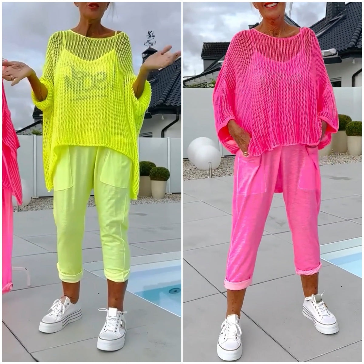 Seraphira - Casual jumpsuit met monogramprint en opengewerkte blouse
