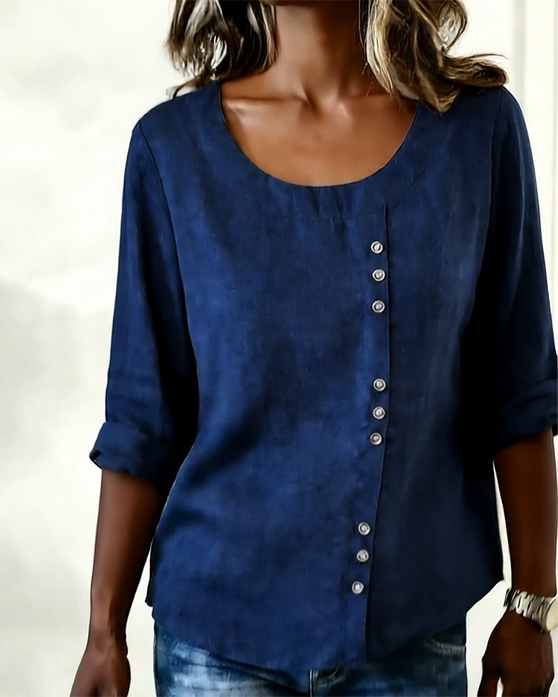 Quillane - T-shirt met Ronde Hals en Lange Mouwen