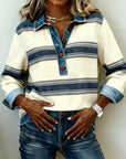 Brinalyne - Trui met Lange Mouwen en Kraag en Color Blocking