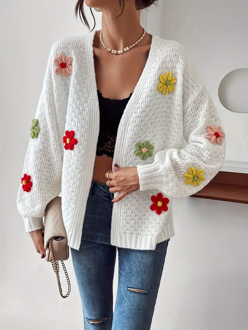 Risette - Gebreid gebloemd vest
