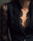 Bruxelle - Elegante Damesblouse van Kant met Transparante Mouwen