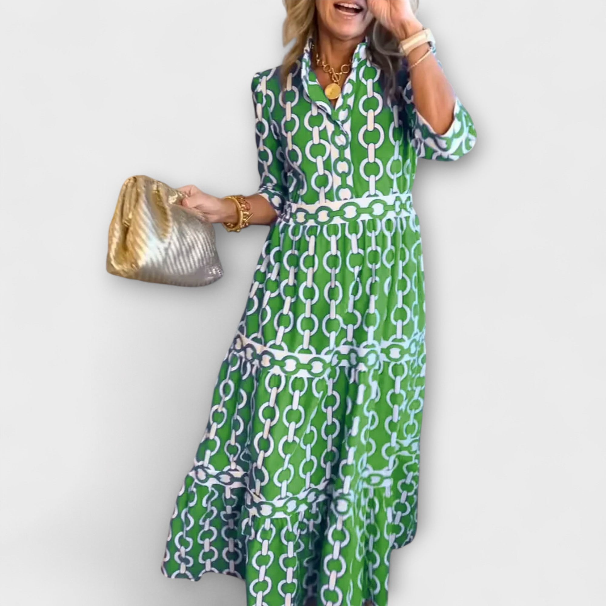 Corinna - midi-jurk met kettingmotief