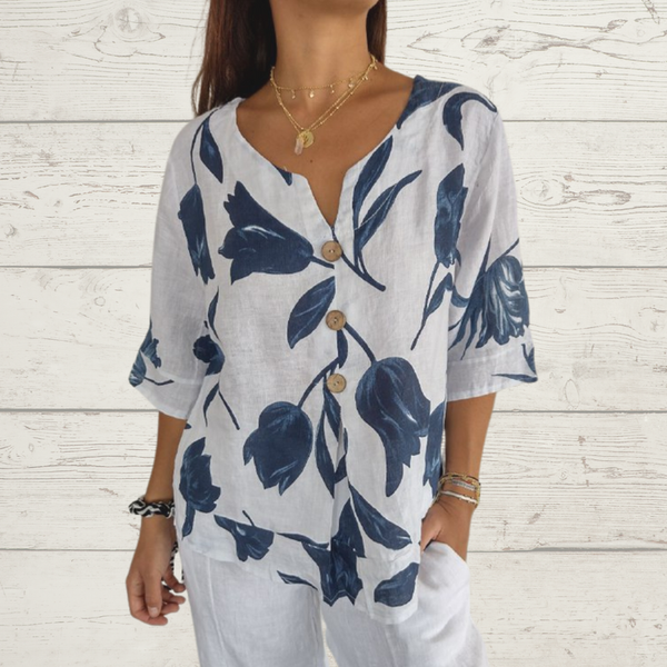 Evorra - Elegante Bloemenprint Top