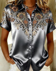 Quinessa - Dames satijnen blouse met bloemenprint