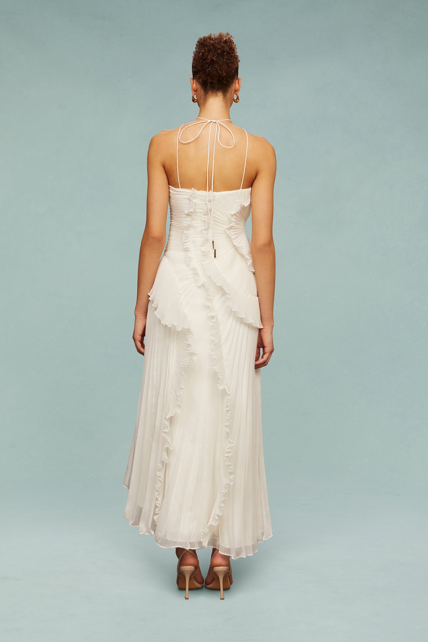 Bravielle - Lange plissé jurk voor dames met elegante asymmetrische volants