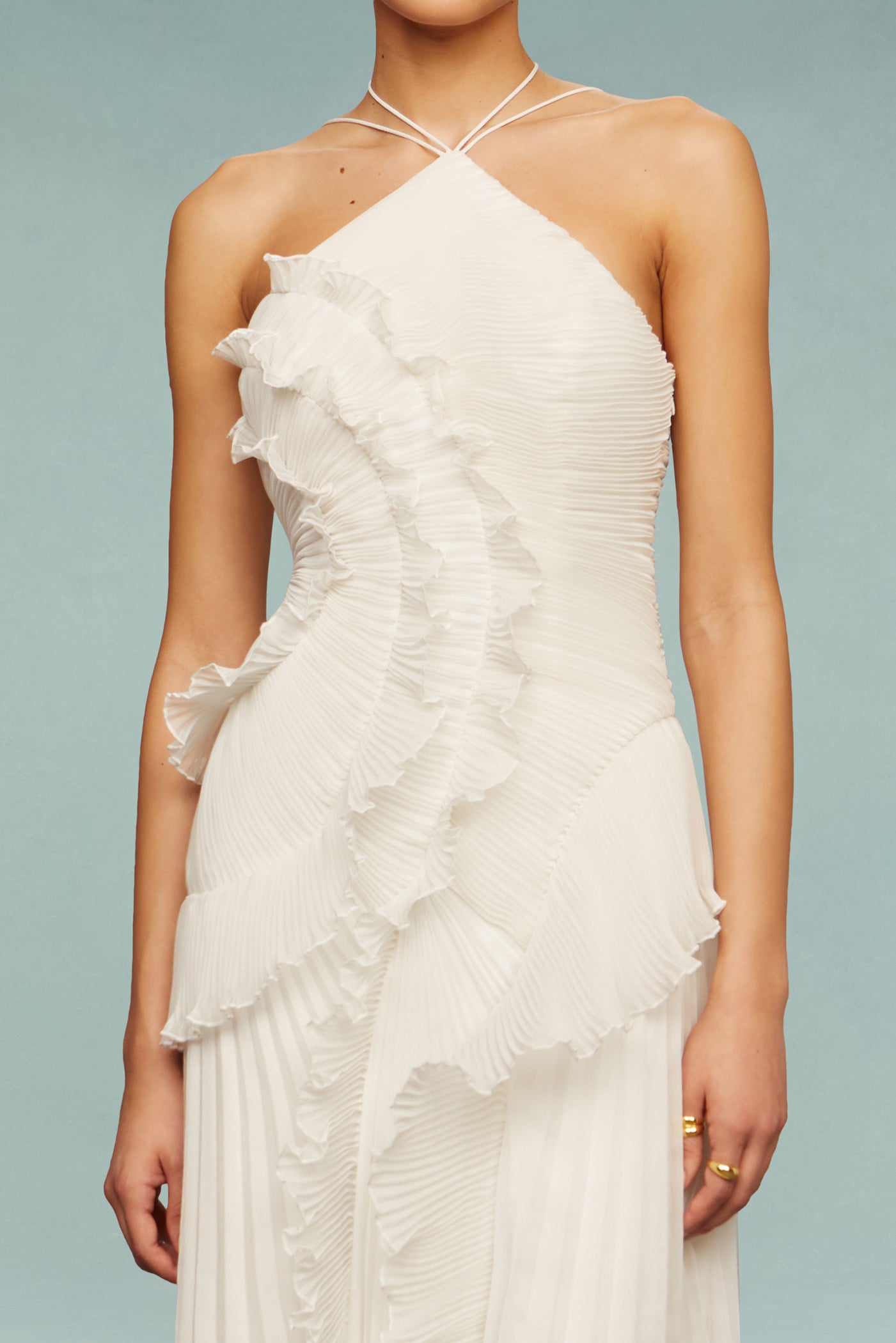 Bravielle - Lange plissé jurk voor dames met elegante asymmetrische volants