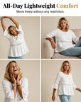 Evarielle - Damesblouse met kant en peplum met volantmouwen