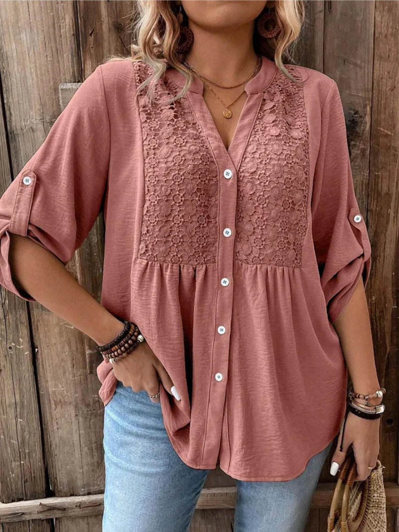 Hylora - Elegante Blouse met V-hals en Knopen