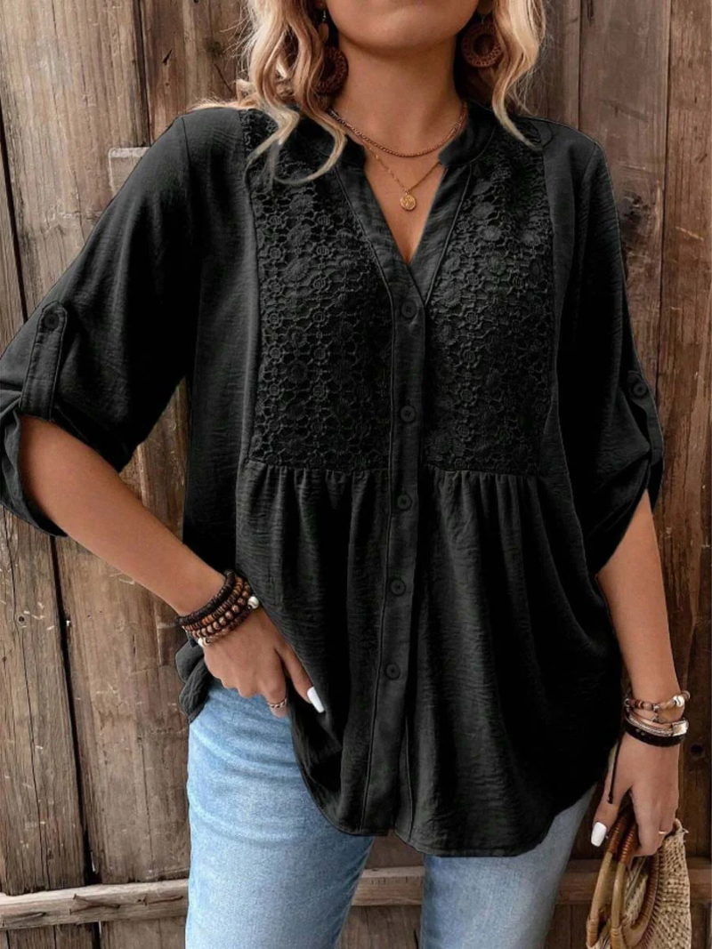Hylora - Elegante Blouse met V-hals en Knopen