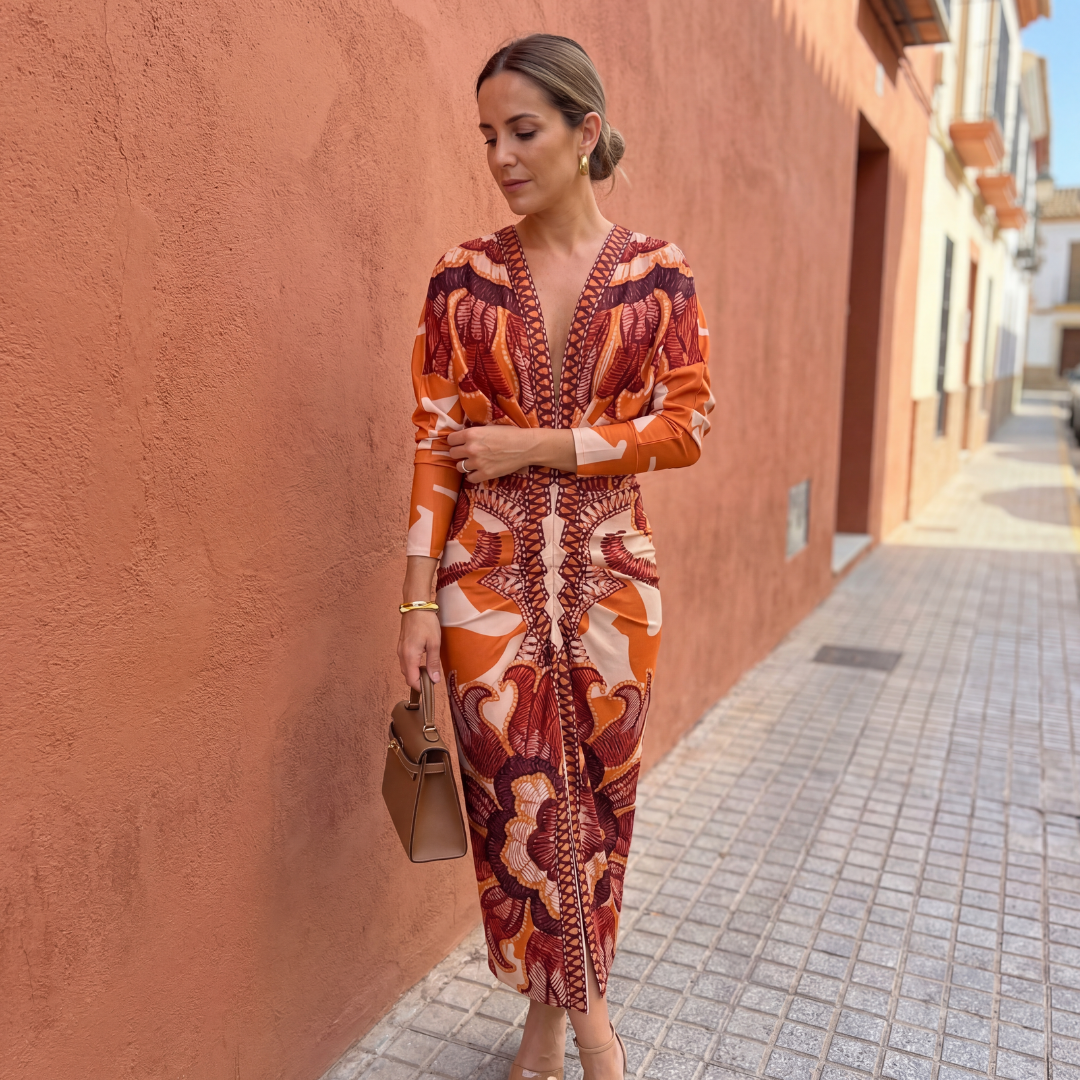 Isadora - Maxi Jurk Dames Vloeiend Met V-Hals Kruisende Snit Aansluitende Elegante Taille