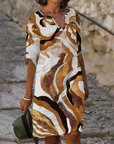 Cavessa - Lichte zomerjurk voor vrouwen met abstracte print