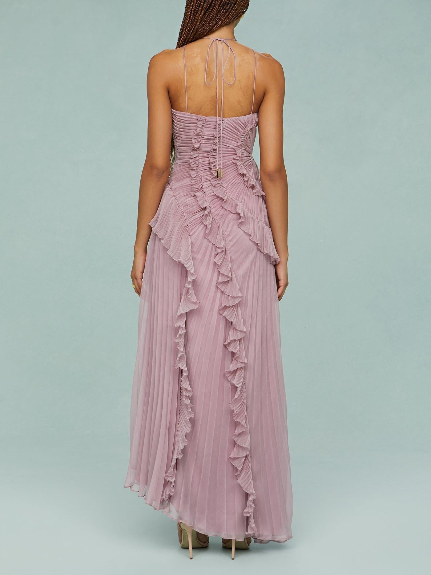 Bravielle - Lange plissé jurk voor dames met elegante asymmetrische volants