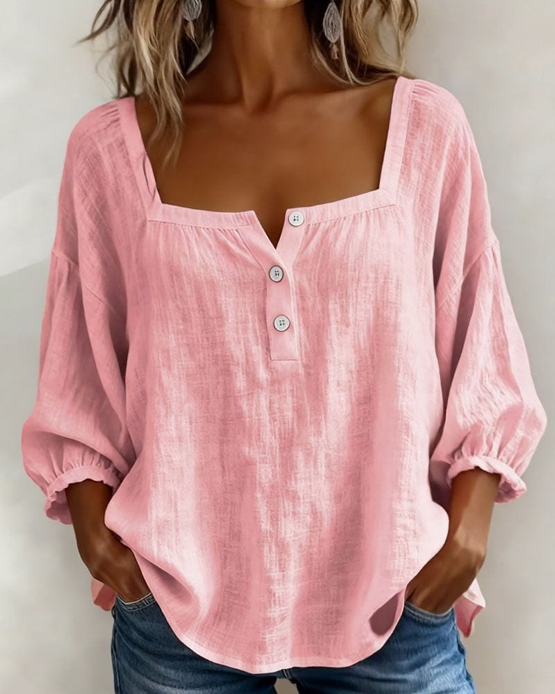 Glyressa - Elegante Damesblouse met Vierkante Hals