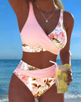 Bikini met contrasterend bloemenpatroon – verdeeld ontwerp