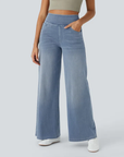 Ruvessa - Dames jeans met hoge taille brede pijpen zeer rekbaar moderne snit