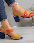 Elyvora - Dames orthopedische sandalen met gekleurde blokhak en kruislings banden