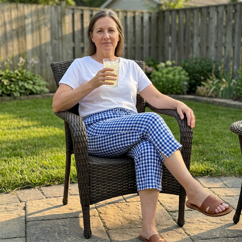 Novirae - Dames capri broek met vichy ruitjes, casual pasvorm
