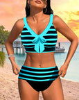 Laluna® Gestreepte bikini met hoge taille – flatterende taille, tijdloze streepjeslook
